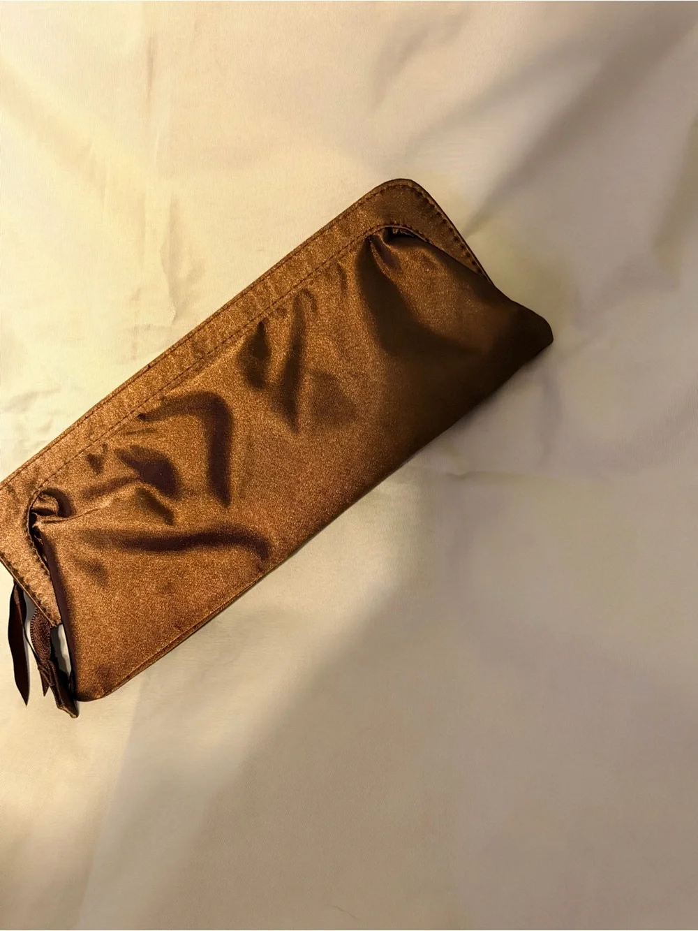 Avon 2006 Brown Satin Floral Embroidered Sequin Clutch Y2K Evening Bag